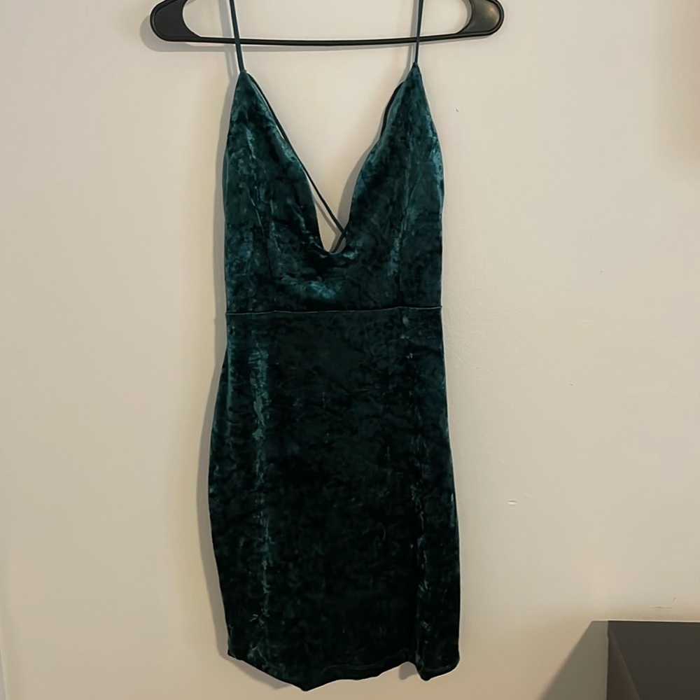 Windsor velvet green emerald mini dress